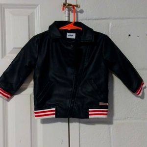 Infant black leather like jacket